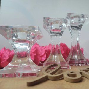 Stature by Mikasa/Lead Crystal/Home Decor/Pillar Holder/8", 6" and 4"